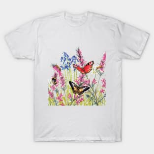 Wild meadow bathed in pink light T-Shirt